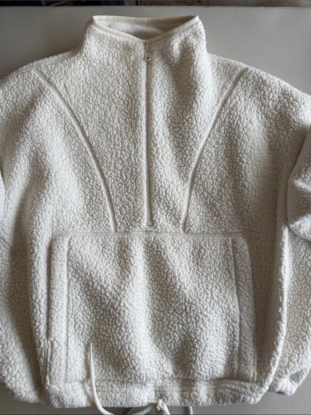 Alo Yoga Cozy Sherpa Half-Zip Jacket in Ivory